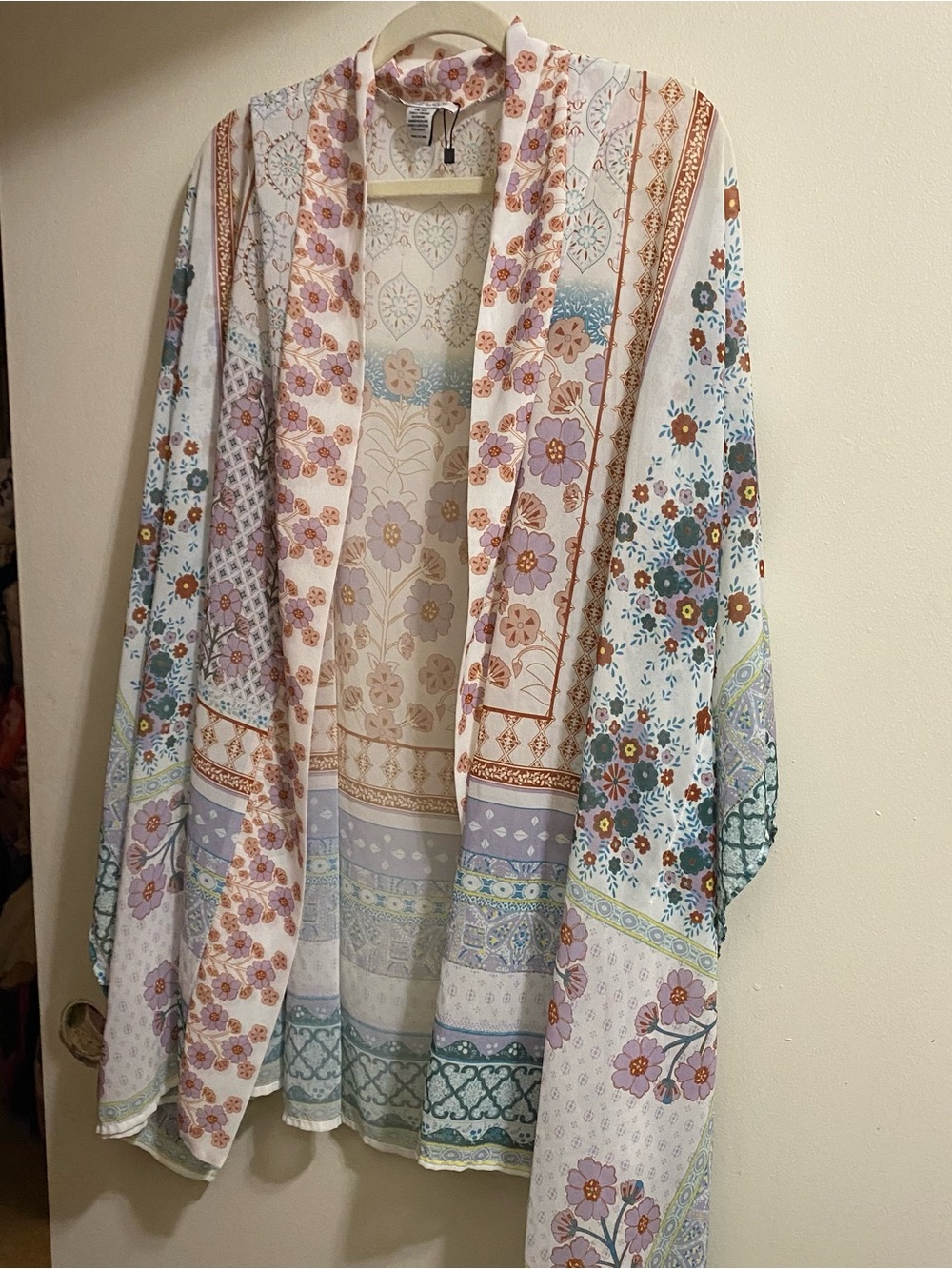 Rachel Zoe Womens Kimono Poncho One Size Floral Patchwork Cottagecore New NWOT
